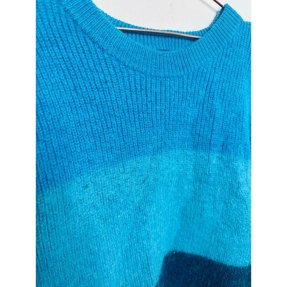 VEDA Blue Ombre Striped 100% Alpaca Wool Long Sleeve Ranch Road Sweater sz M - Picture 5 of 12